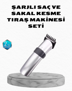 Profesyonel Şarjlı Saç ve Sakal Kesme Makinesi – Paslanmaz Çelik Bıçaklı Ergonomik ve Sessiz Motorlu