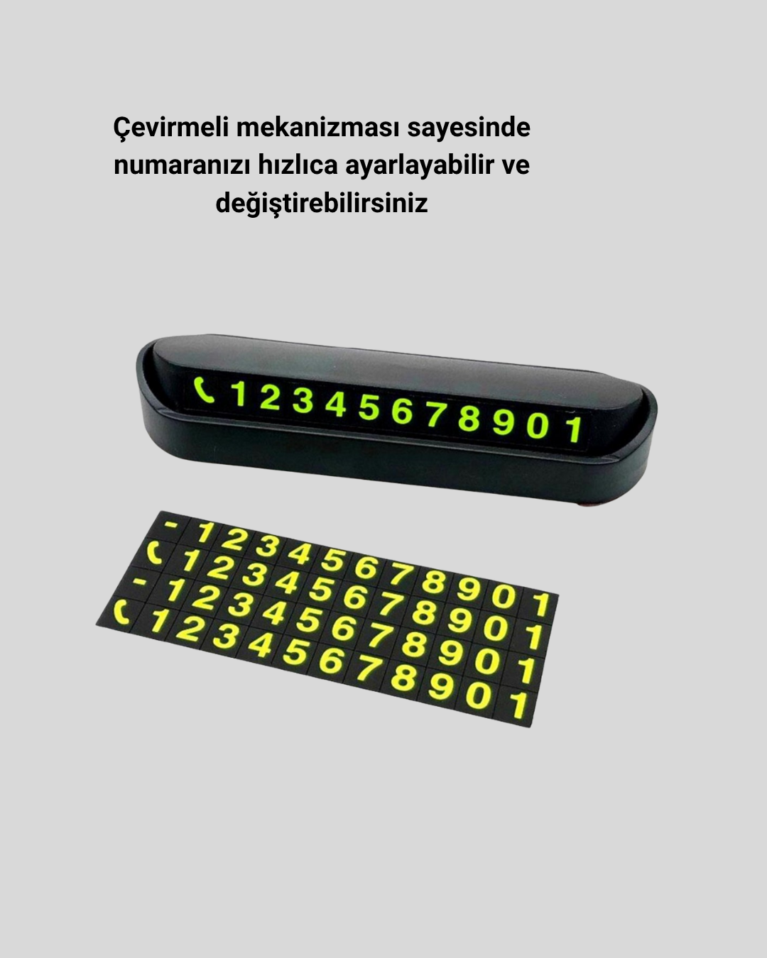 Gri Alüminyum Araç İçi Telefon Numaratörü – Dayanıklı Modern ve Net Görünürlük Sağlayan Tasarım - Görsel 5