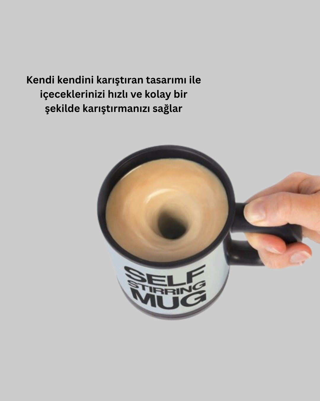 Otomatik Karıştıran Akıllı Kupa – Paslanmaz Çelik Isı Korumalı - Görsel 3