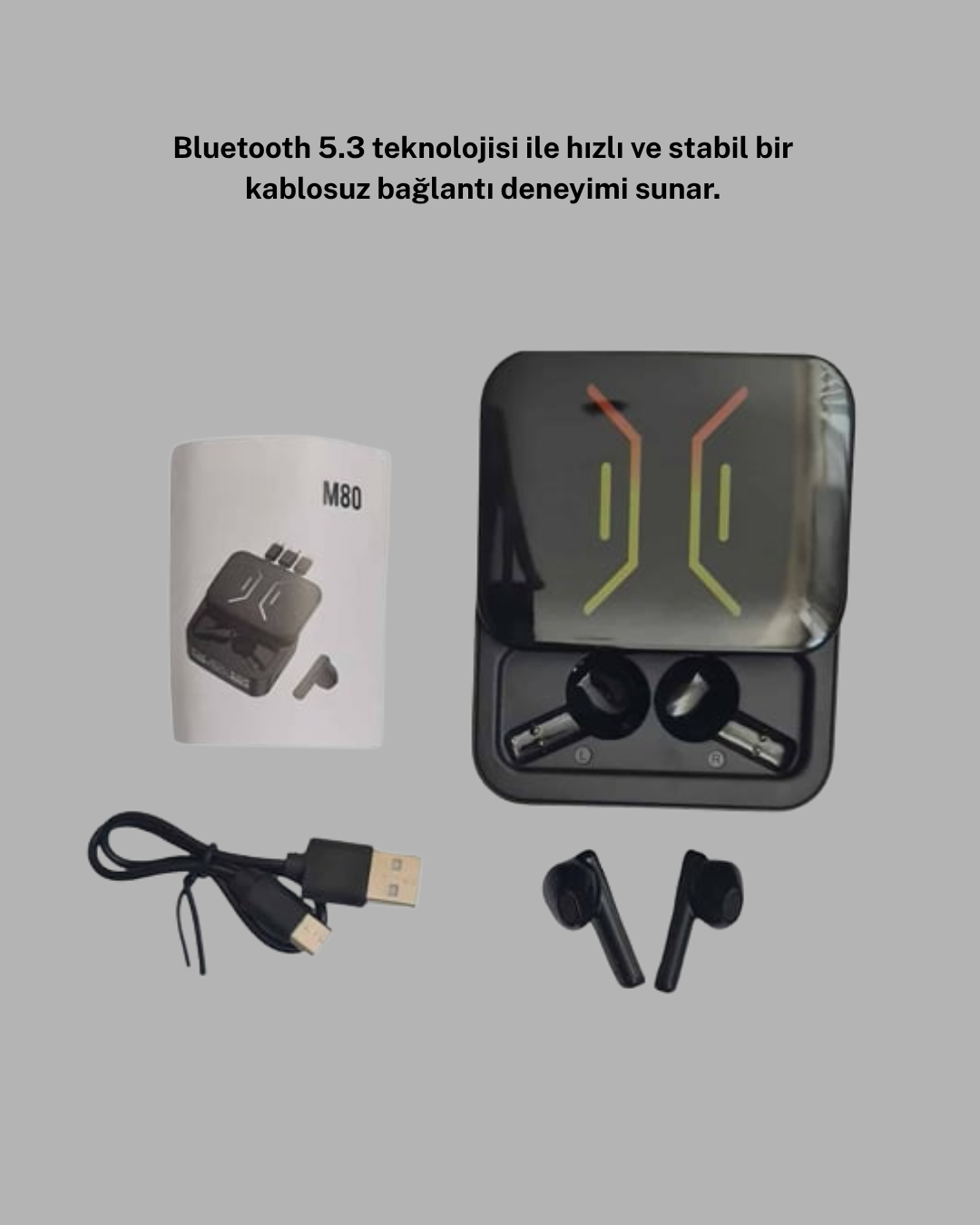 Bluetooth 5.3 Kulaklık – Kablolu & Kablosuz Kullanım 2000 mAh Powerbank 4 Saat Kesintisiz Müzik - Görsel 5