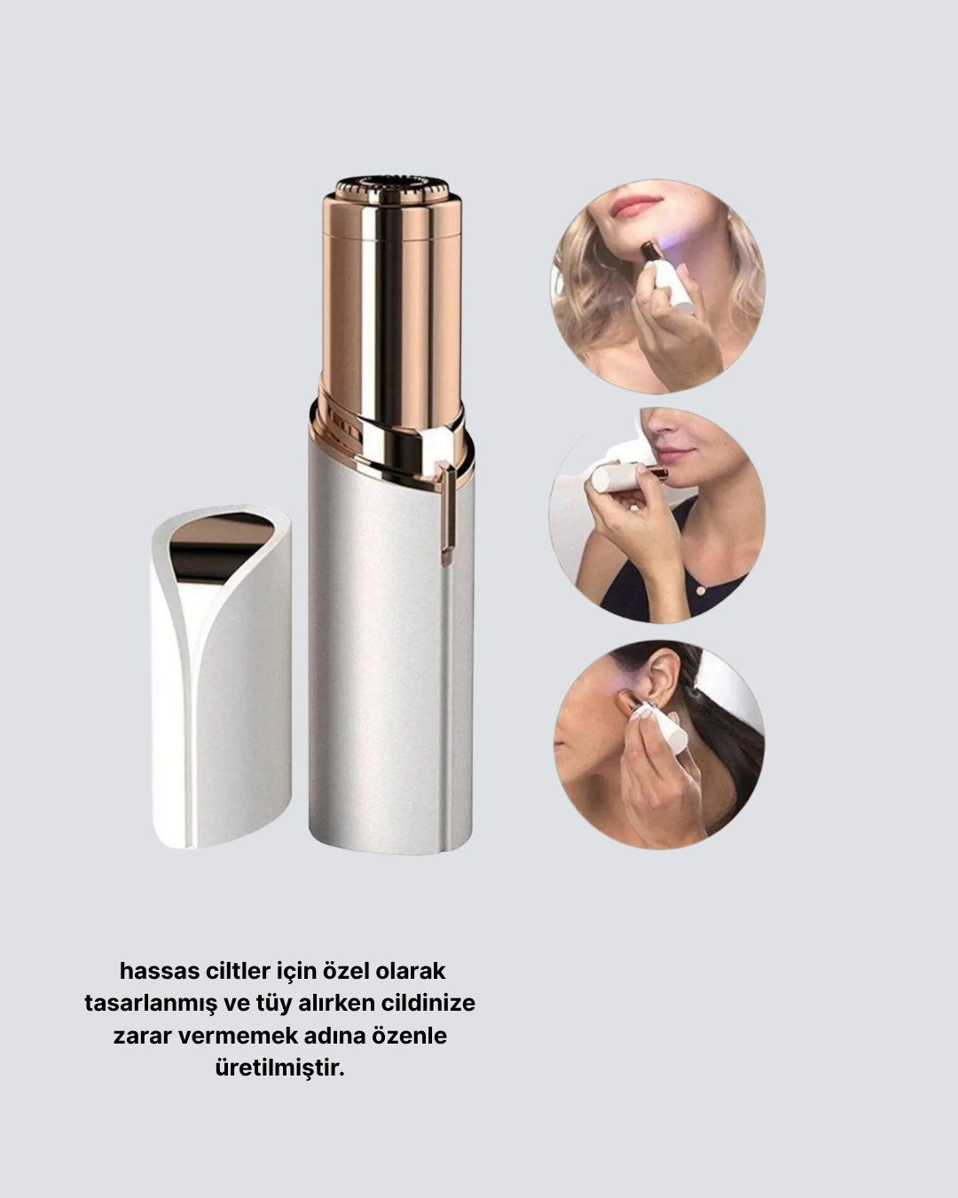 Kadınlar İçin Yüz ve Kaş Epilatörü – Hassas Cilt Dostu Pil ile Çalışan Taşınabilir ve Şık Tasarım - Görsel 2