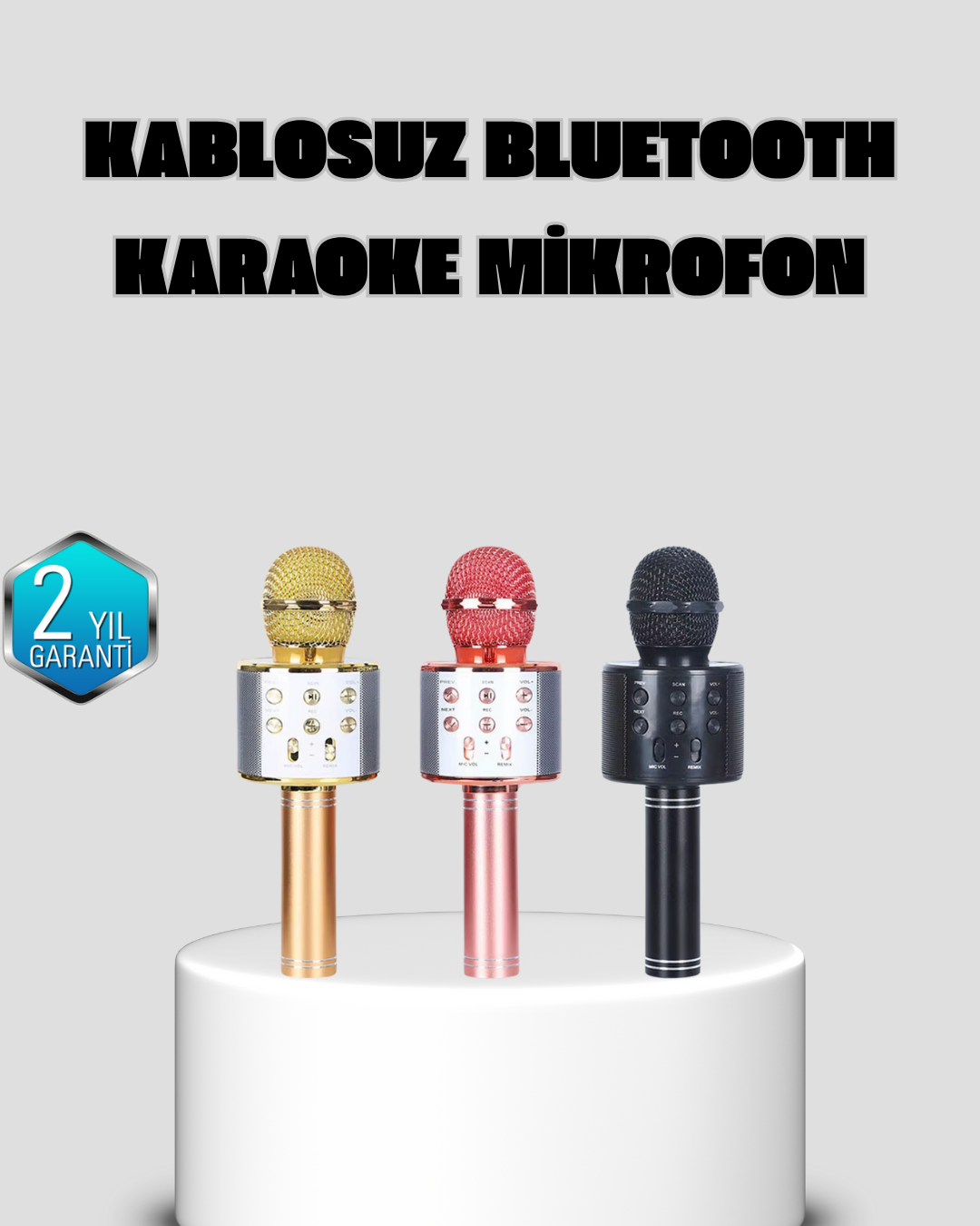 Taşınabilir Karaoke Mikrofon – Bluetooth USB ve AUX Girişli
