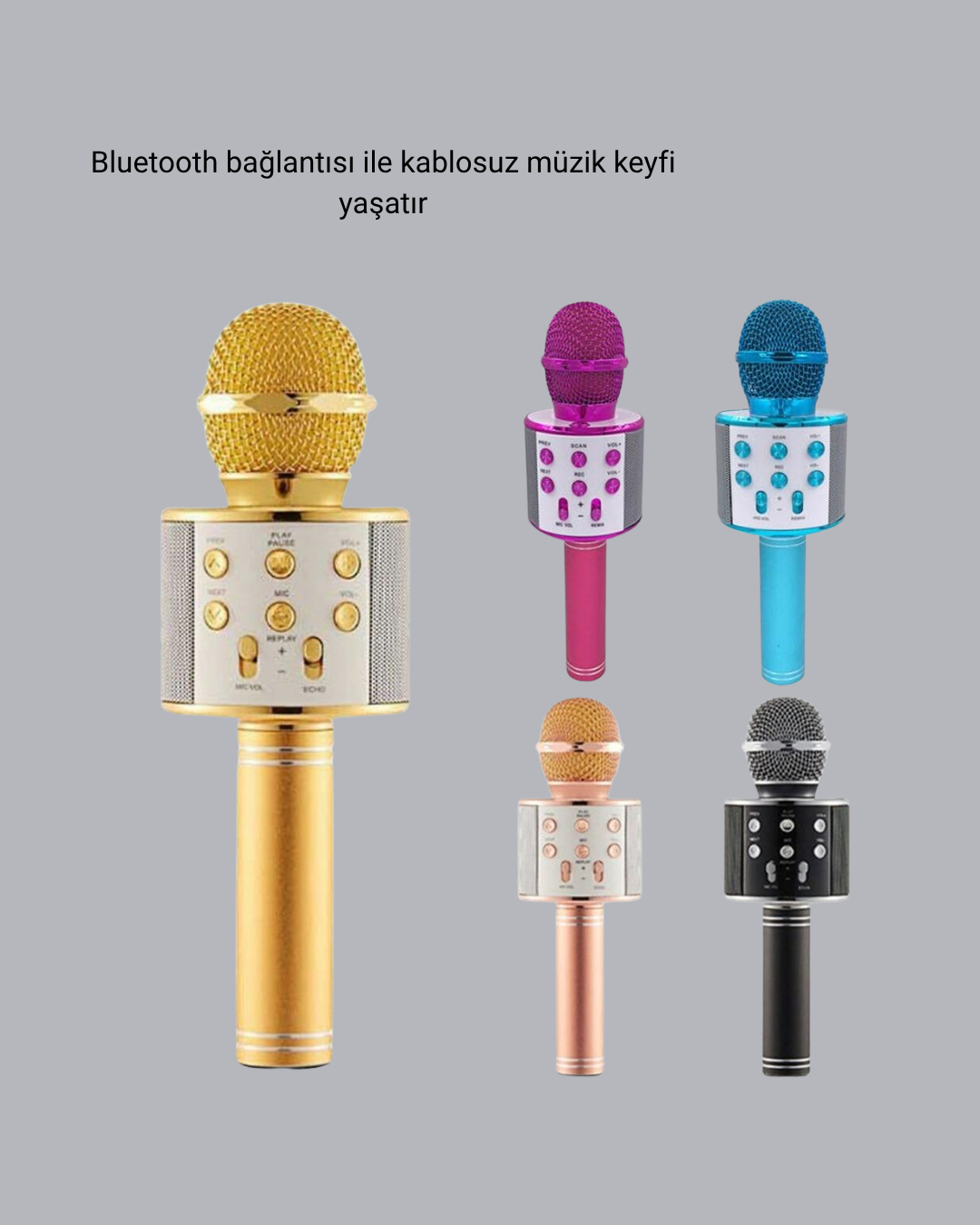 Taşınabilir Karaoke Mikrofon – Bluetooth USB ve AUX Girişli - Görsel 2