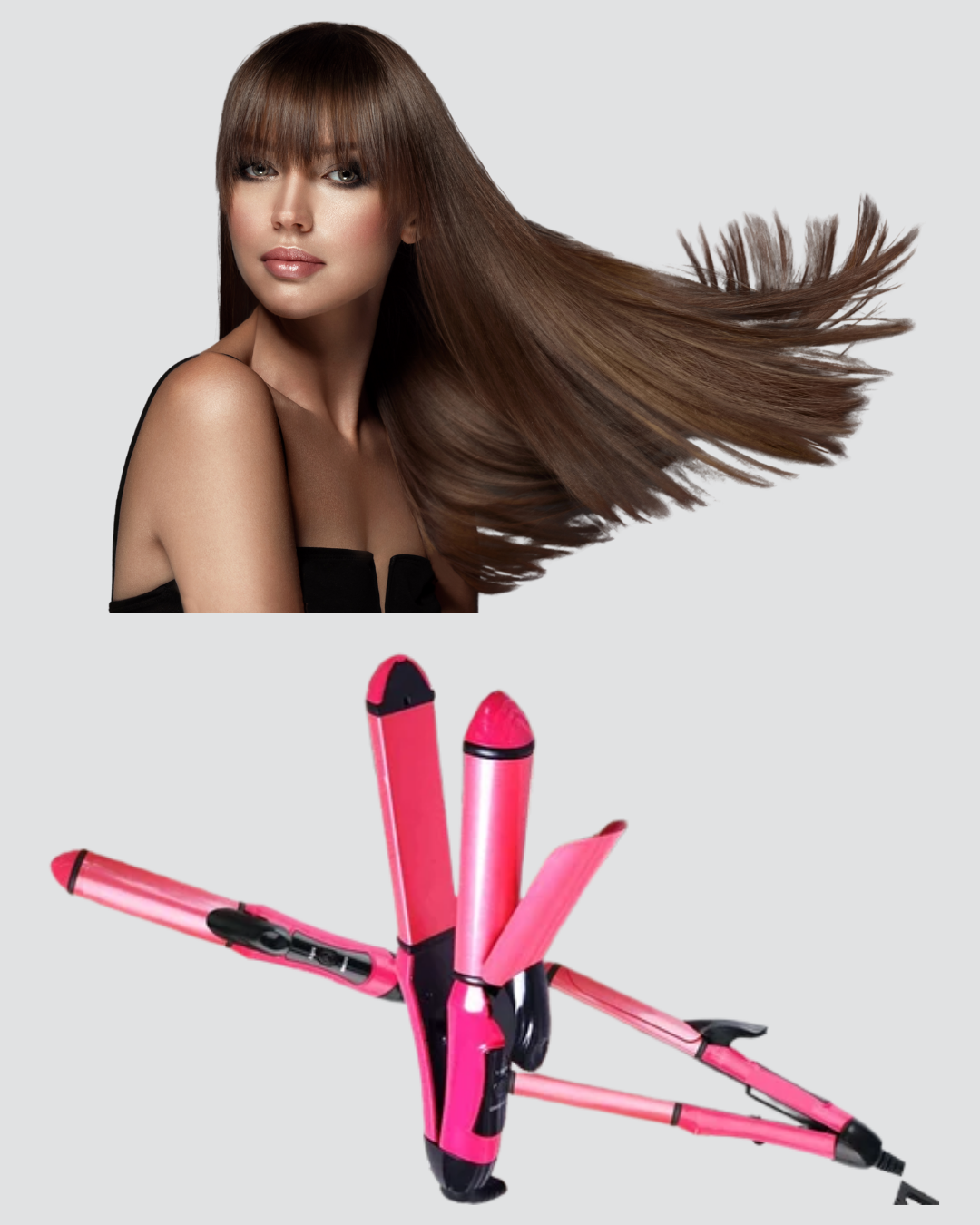 2’si 1 Arada Saç Düzleştirici ve Maşa – 5 Isı Seviyesi Seramik Kaplama Döner Kablolu Ergonomik Tasarım - Görsel 2