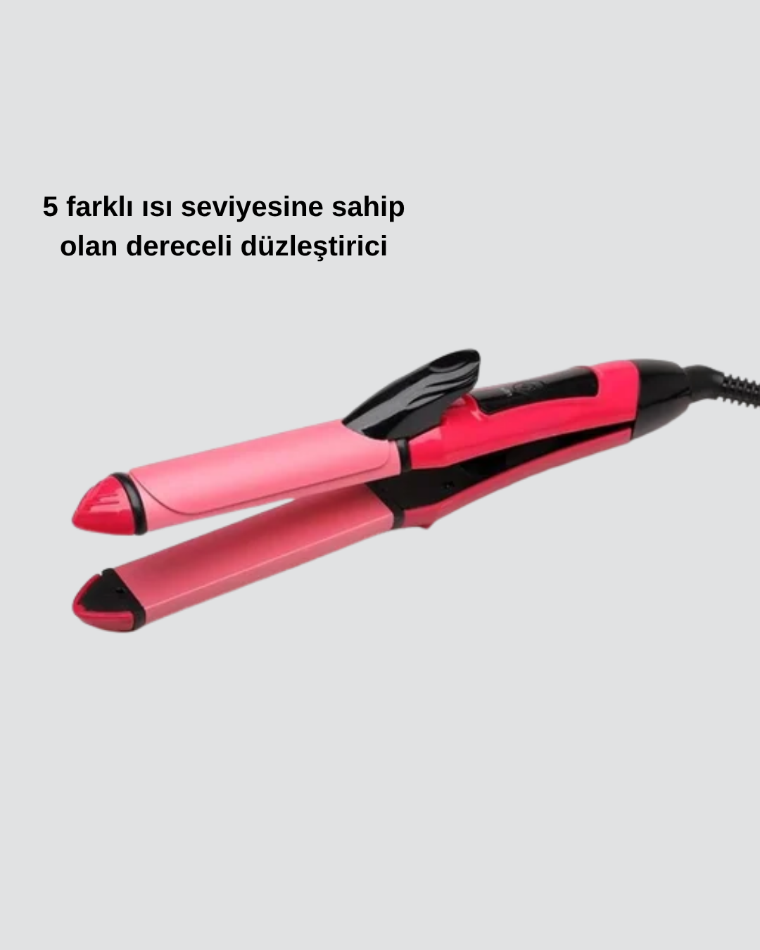 2’si 1 Arada Saç Düzleştirici ve Maşa – 5 Isı Seviyesi Seramik Kaplama Döner Kablolu Ergonomik Tasarım - Görsel 5