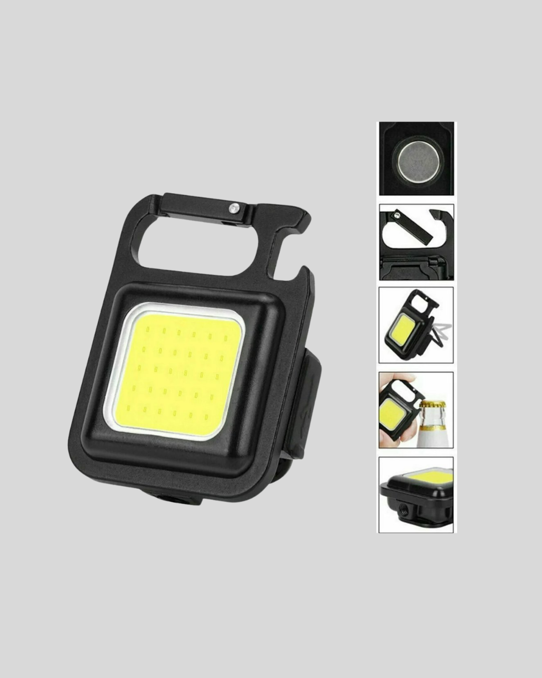 Mini 800 Lümen LED El Feneri – USB Şarjlı 3 Kademeli Işık Şişe Açacaklı Taşınabilir Tasarım - Görsel 2