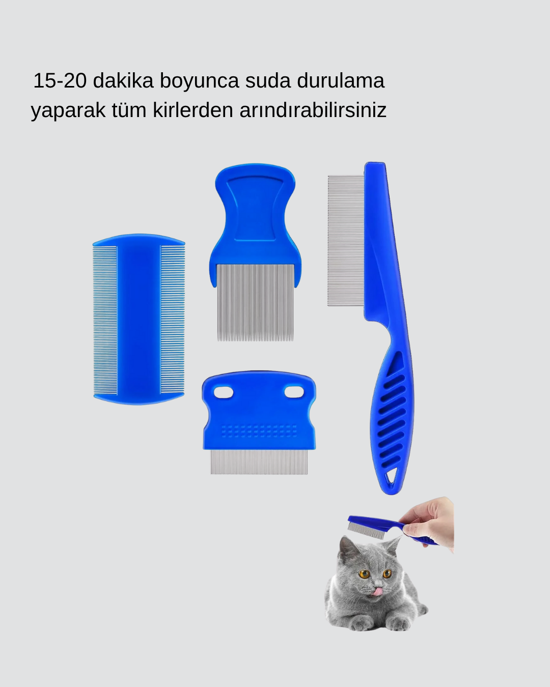 Evcil Hayvan Tüy Bakım Seti – 4’lü Paslanmaz Çelik ve Eco Plastik Kolay Temizlenebilir ve Dayanıklı - Görsel 4