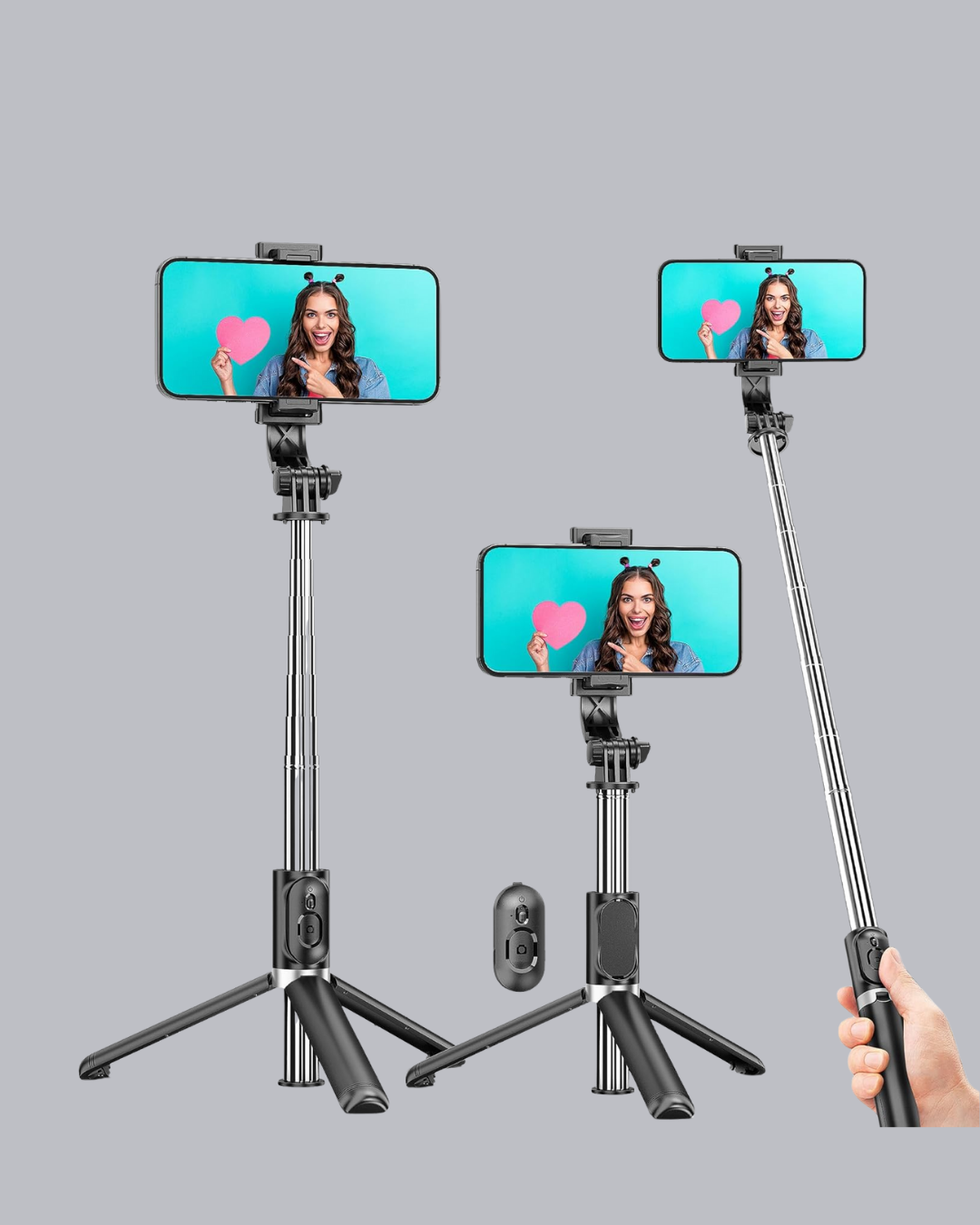 Bluetooth Selfie Çubuğu – 360° Dönebilen Başlık Kablosuz Bağlantı - Görsel 3