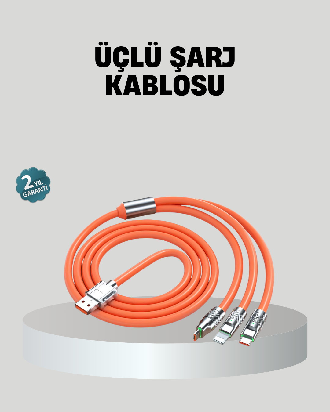 ÜÇLÜ Şarj Kablosu – Yüksek Hızlı Dayanıklı ve Uzun Ömürlü