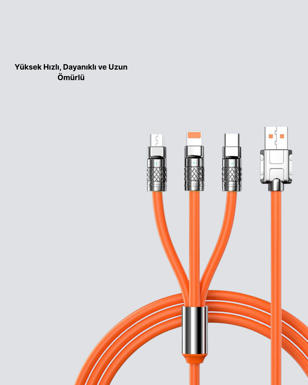 ÜÇLÜ Şarj Kablosu – Yüksek Hızlı Dayanıklı ve Uzun Ömürlü - Görsel 2