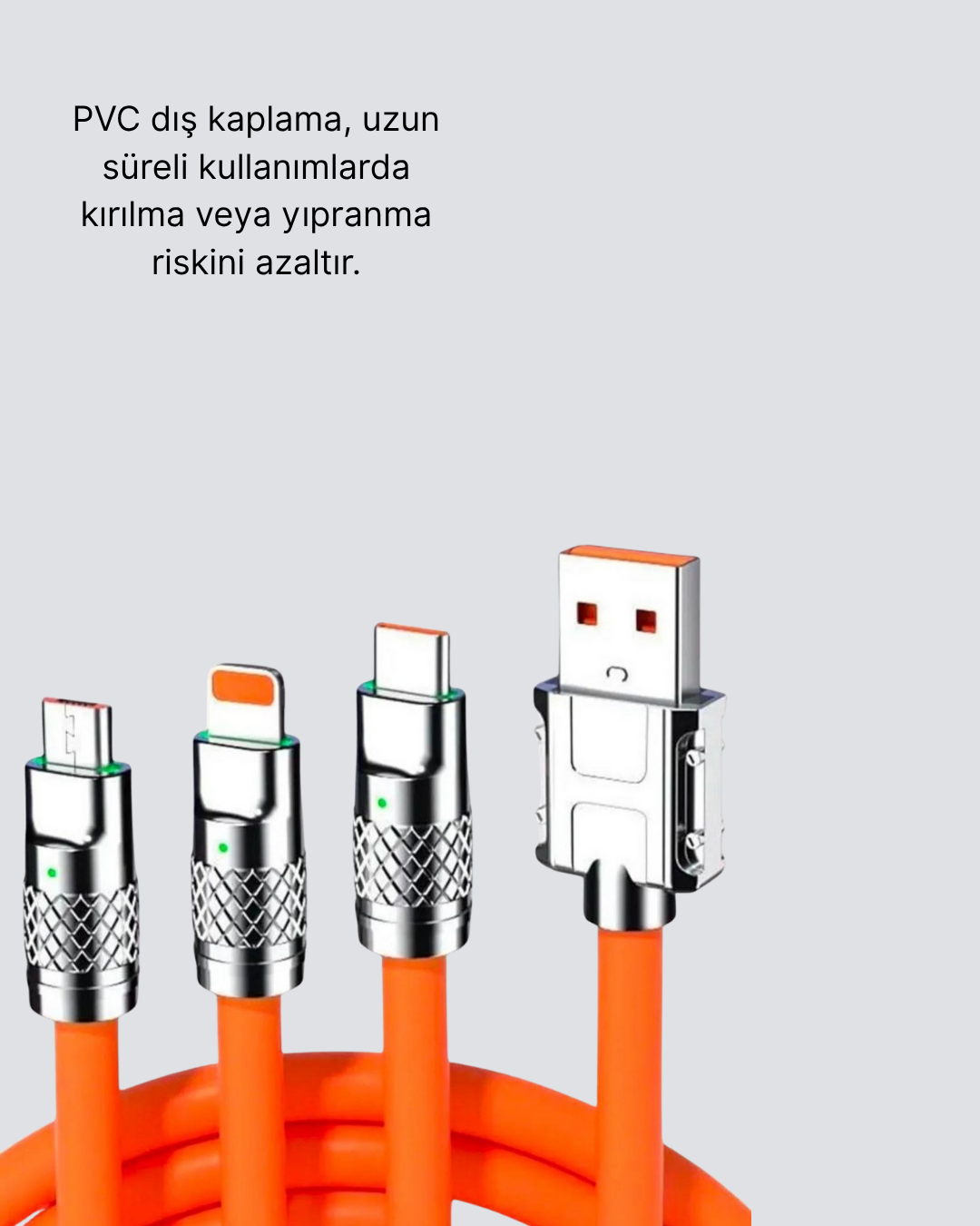 ÜÇLÜ Şarj Kablosu – Yüksek Hızlı Dayanıklı ve Uzun Ömürlü - Görsel 3