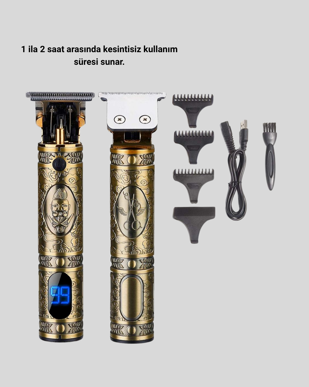 Kablosuz Şarjlı Profesyonel Tıraş Makinesi – 1800 mAh Lityum Pil - Görsel 4