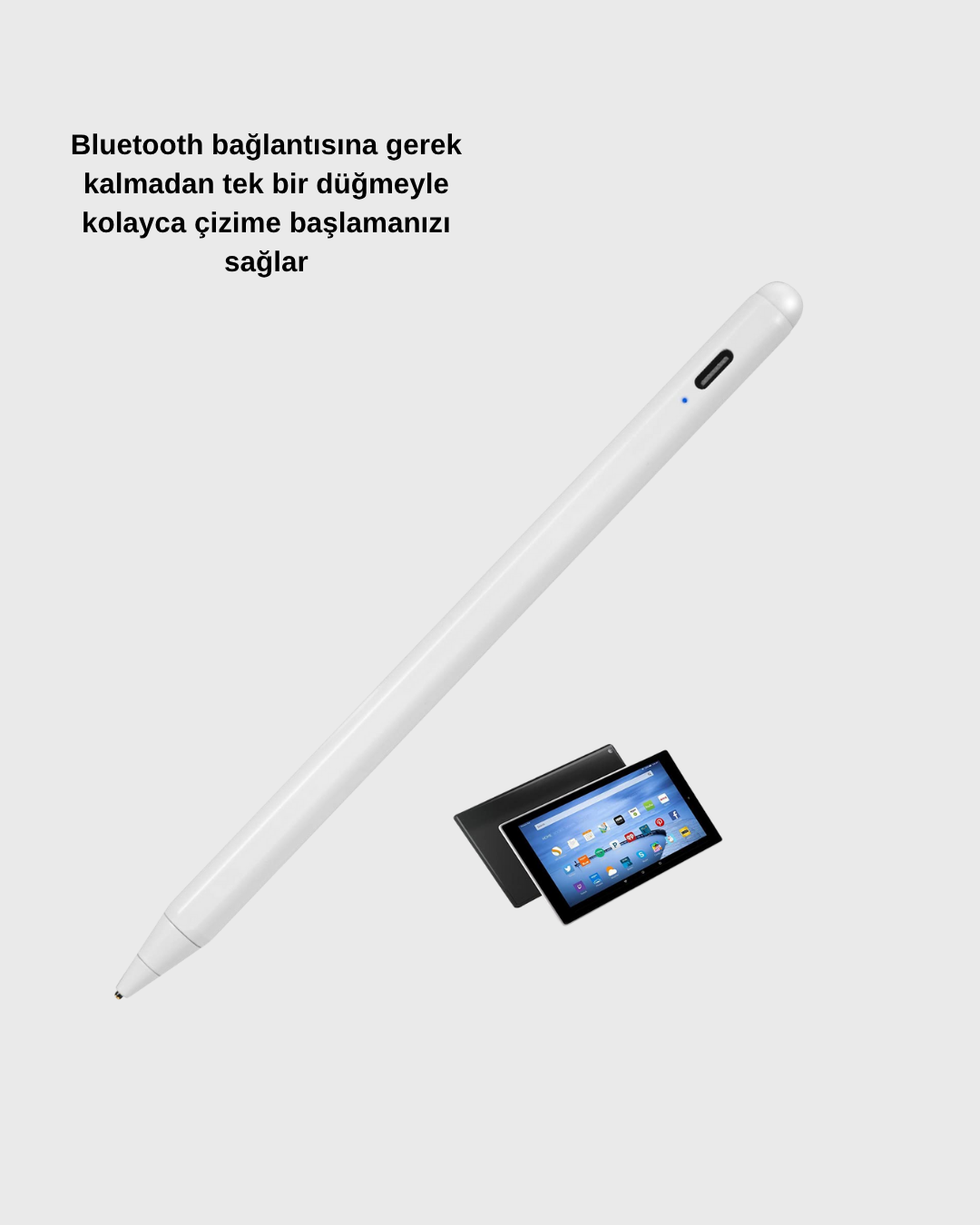 Manyetik Dokunmatik Kalem – Bluetooth Gerektirmeyen Type-C Şarjlı iPad ve Android Uyumlu Hassas Stylus - Görsel 4