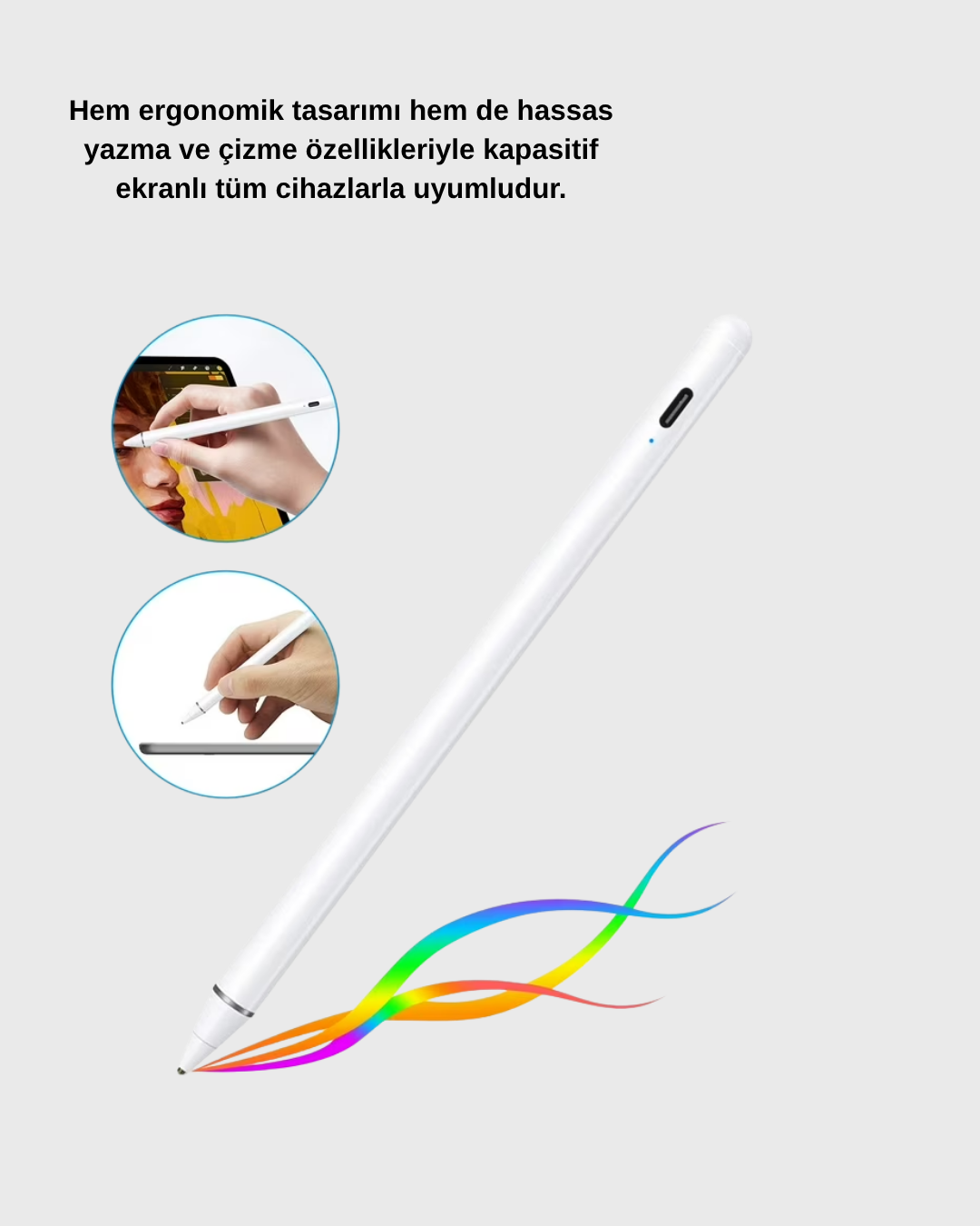 Manyetik Dokunmatik Kalem – Bluetooth Gerektirmeyen Type-C Şarjlı iPad ve Android Uyumlu Hassas Stylus - Görsel 5