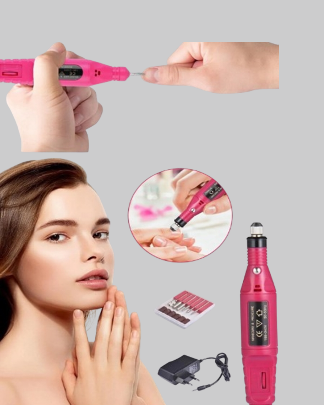 Profesyonel Tırnak Matkap Makinesi – USB Şarjlı Ayarlanabilir Hız Düşük Titreşimli ve Sessiz Çalışma - Görsel 4