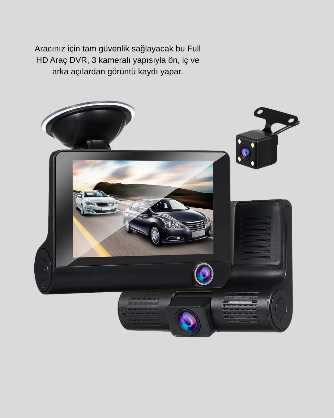 Araç DVR Kamerası 3’lü 170° Geniş Açılı Full HD ve Park Destekli - Görsel 4