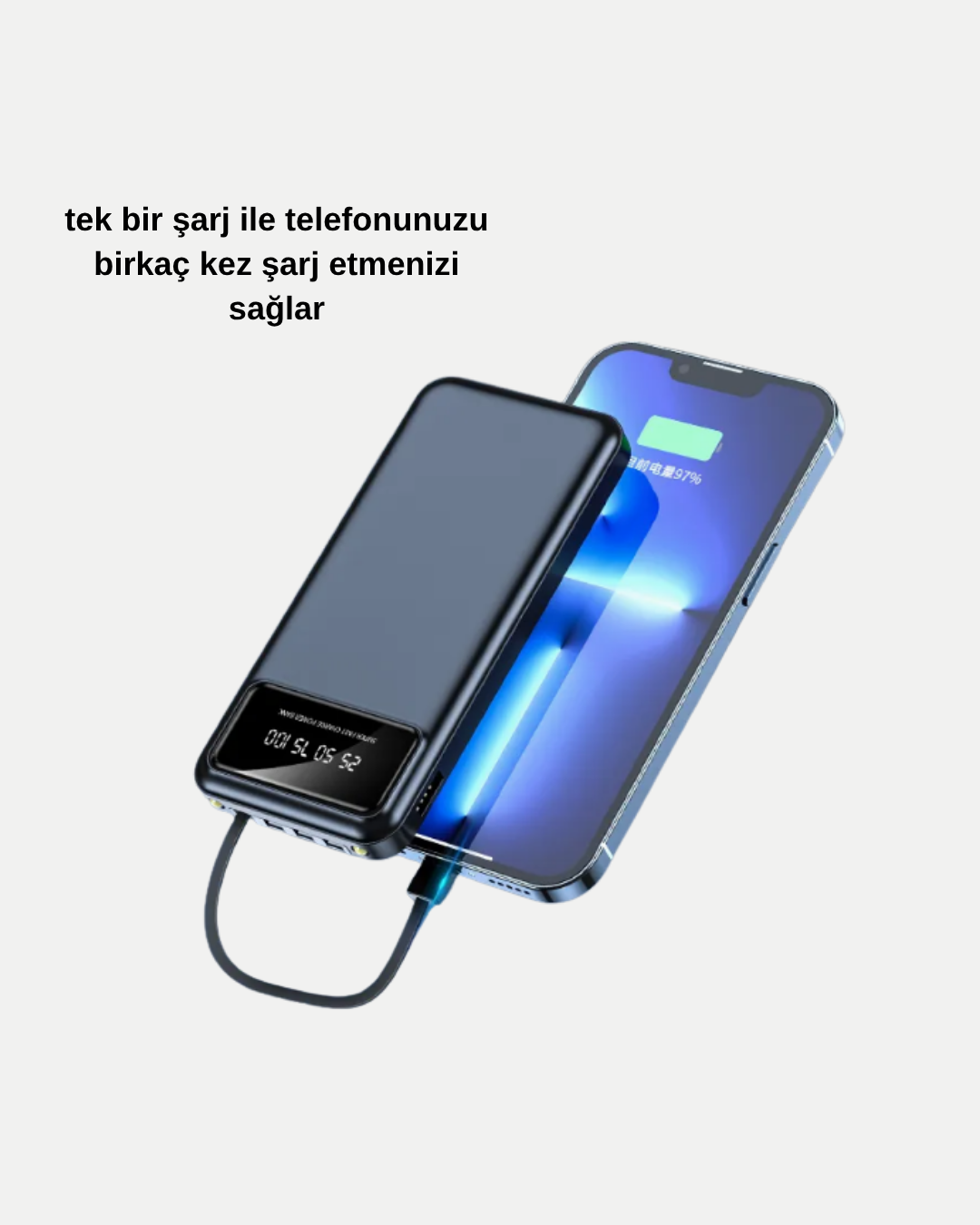 Powerbank 20000 mAh Hızlı Şarjlı LED Fenerli ve 4 Portlu - Görsel 4
