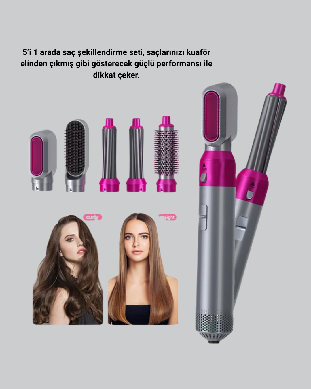 5’i 1 Arada Saç Şekillendirici Set Kuaför Düzeyinde Performans ve Ergonomik Tasarım - Görsel 3