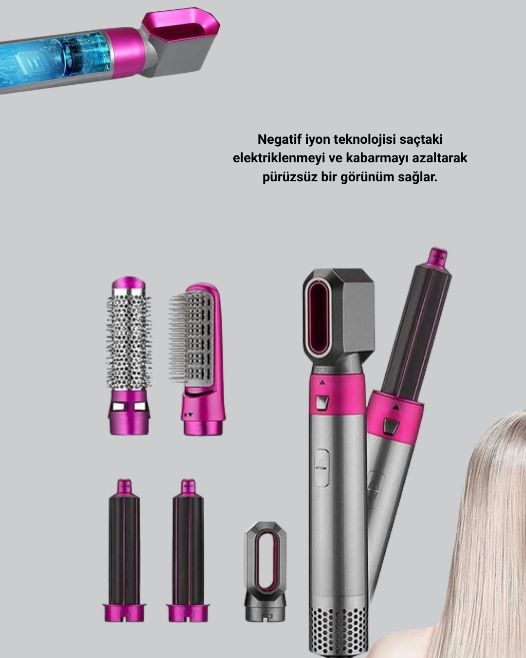 5’i 1 Arada Saç Şekillendirici Set Kuaför Düzeyinde Performans ve Ergonomik Tasarım - Görsel 4