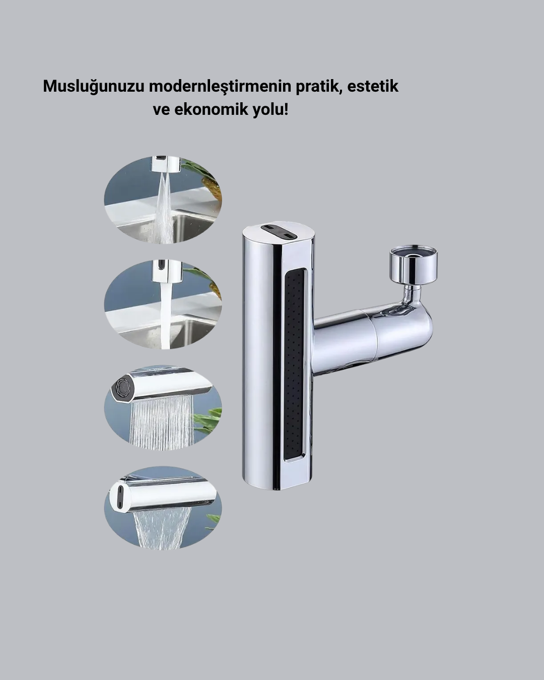 ABS Pirinç Alaşımlı Musluk Başlığı 4 Modlu 360° Dönebilen ve Ekonomik - Görsel 4