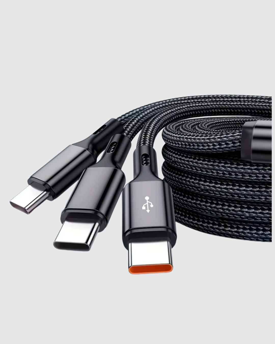 3 Başlıklı Hızlı Şarj Kablosu Metal Alaşımlı Dayanıklı ve Akıllı Çipli - Görsel 2
