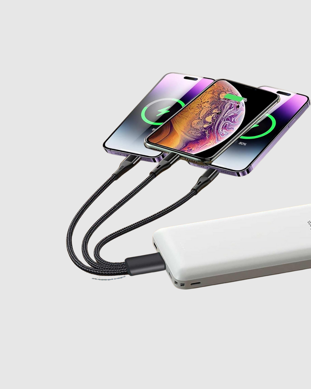 3 Başlıklı Hızlı Şarj Kablosu Metal Alaşımlı Dayanıklı ve Akıllı Çipli - Görsel 5
