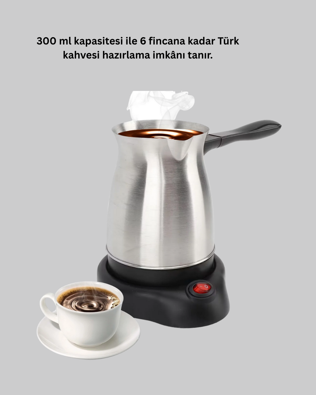 Elektrikli Türk Kahvesi Cezvesi 800W Kablosuz Döner Tabanlı - Görsel 5
