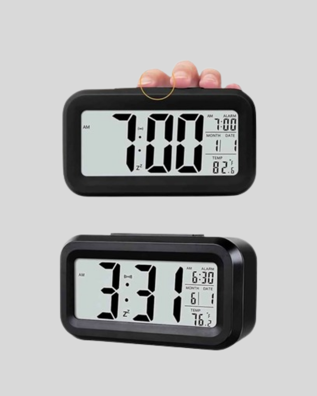 Sensörlü Dijital Masa Saati Alarm ve Sıcaklık Göstergeli - Görsel 2