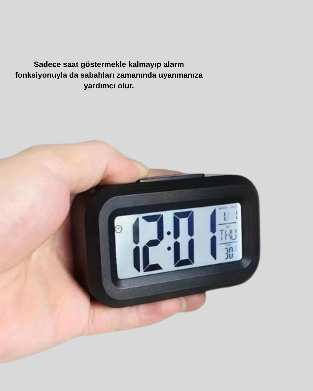Sensörlü Dijital Masa Saati Alarm ve Sıcaklık Göstergeli - Görsel 3