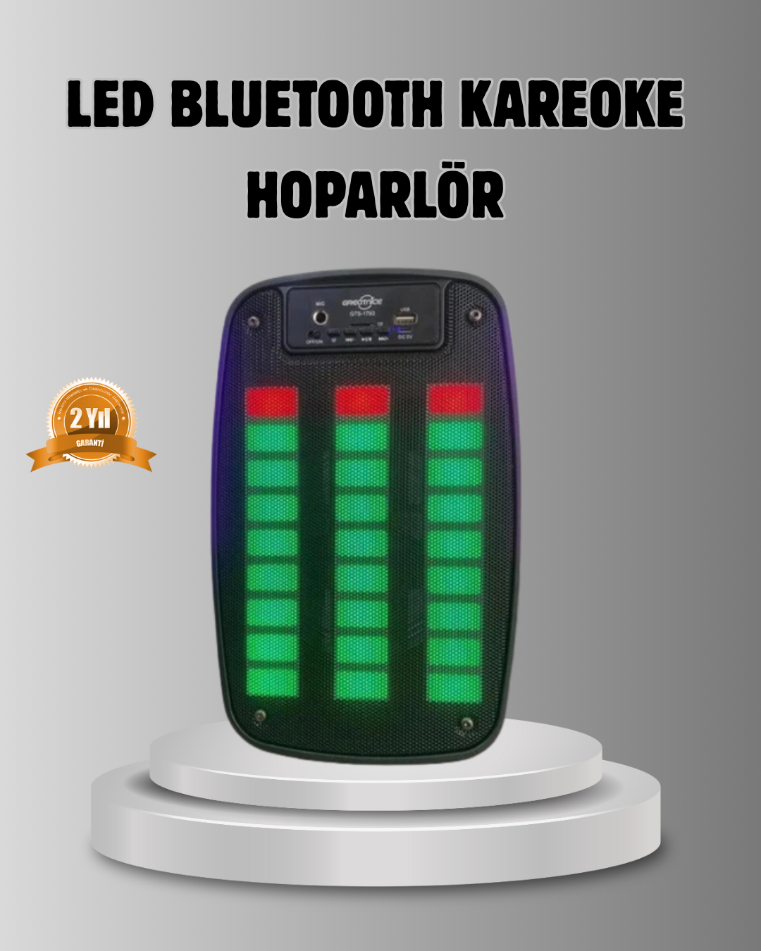 GTS 1793 Işıklı 6.5 İnç Kablosuz Hoparlör Bluetooth USB ve FM Özellikli