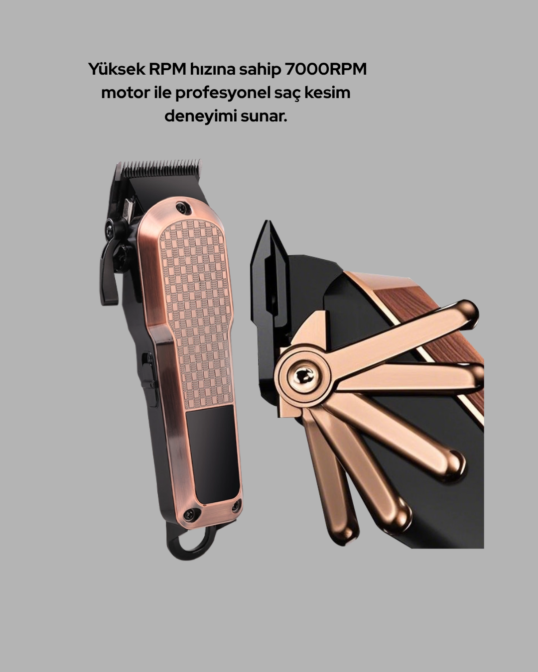 Profesyonel 7000RPM Saç Kesim Makinesi – Type-C Şarjlı LCD Ekranlı 4 Kademeli Ayar - Görsel 3