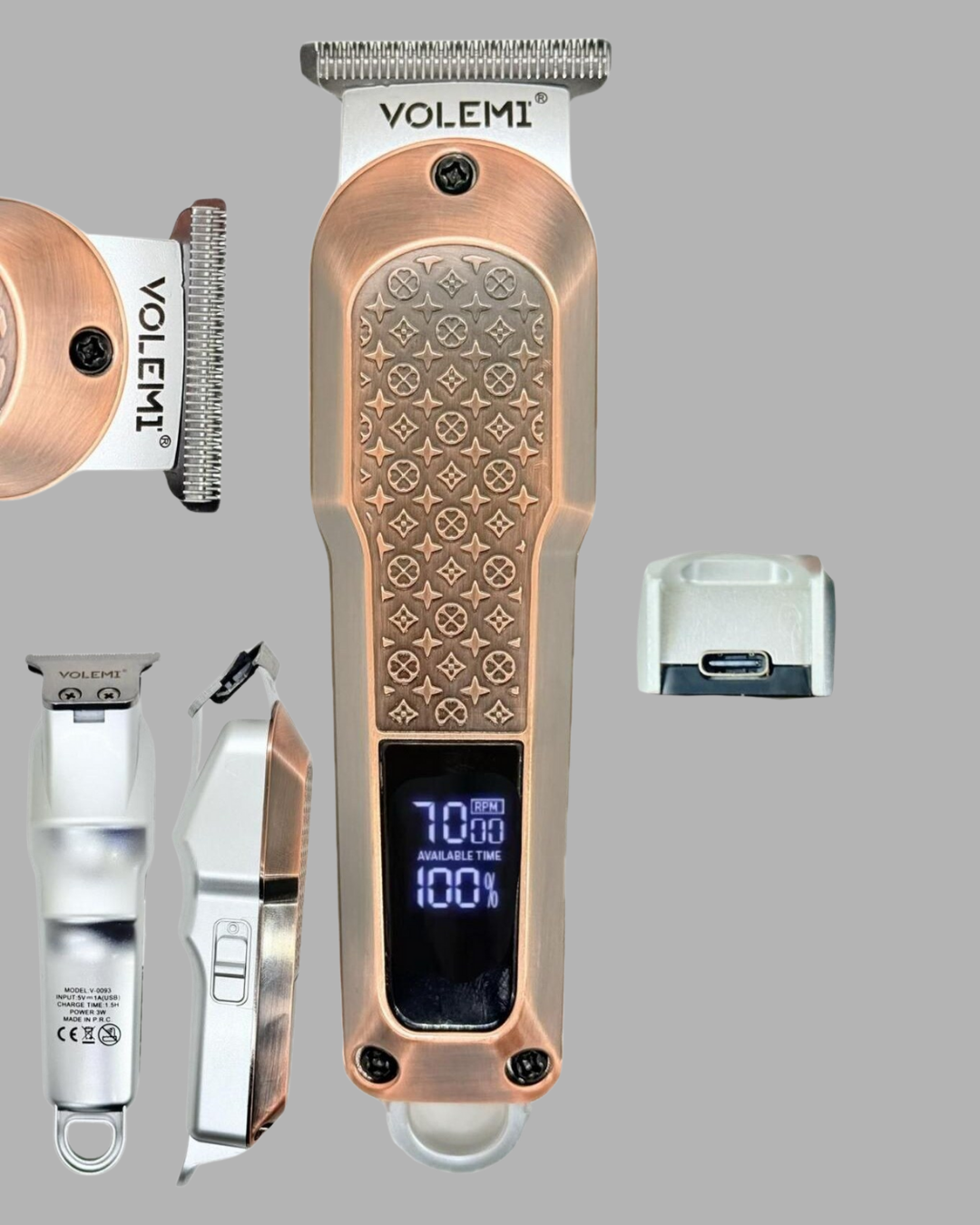 Profesyonel 7000RPM Saç Kesim Makinesi – Type-C Şarjlı LCD Ekranlı 4 Kademeli Ayar - Görsel 5