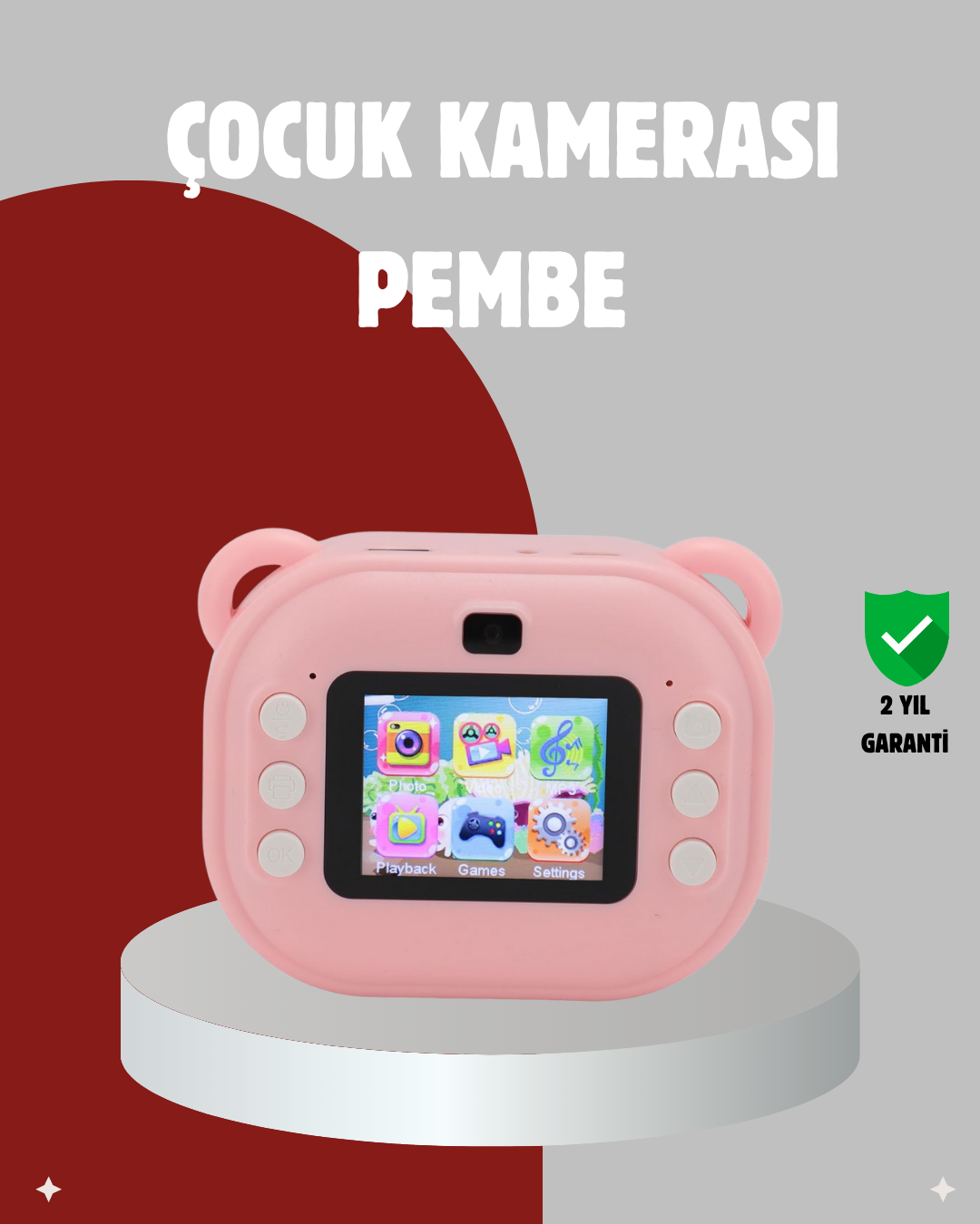 Anında Baskı Özellikli Çocuk Kamerası – 24MP HD Çift Lens 32GB Hafıza ve Oyun Modu