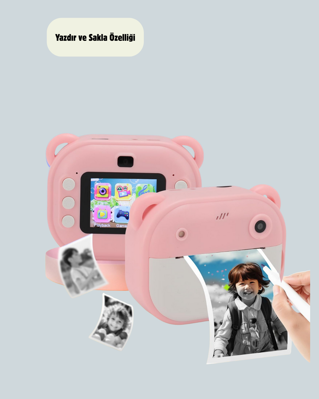Çocuklar İçin Şipşak Yazıcı Kamera 24MP HD Çift Lensli Termal Baskılı - Görsel 4