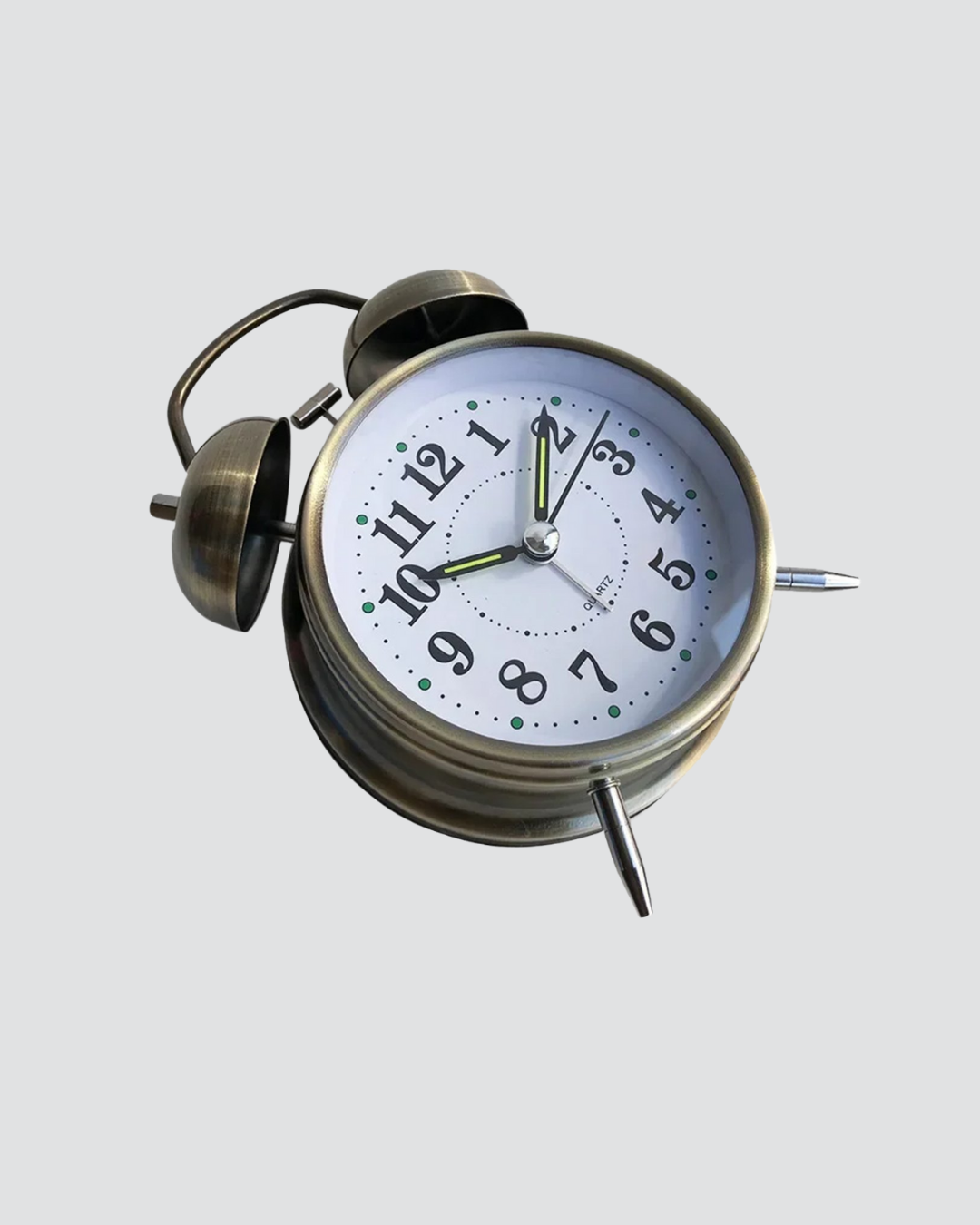 Metal Bronz Nostaljik Masa Saati Alarmlı Büyük Boy Sessiz Mekanizmalı - Görsel 2