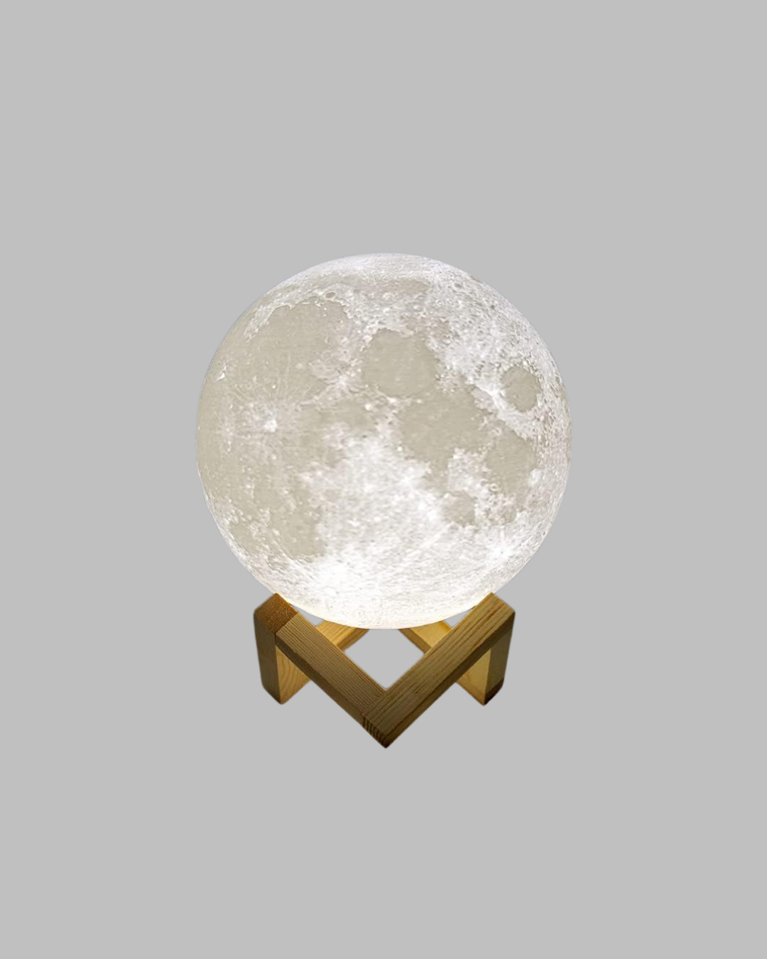 Şarjlı 3D Baskılı 16 Renk Ay Lambası Ahşap Stand ve Uzaktan Kumanda - Görsel 5