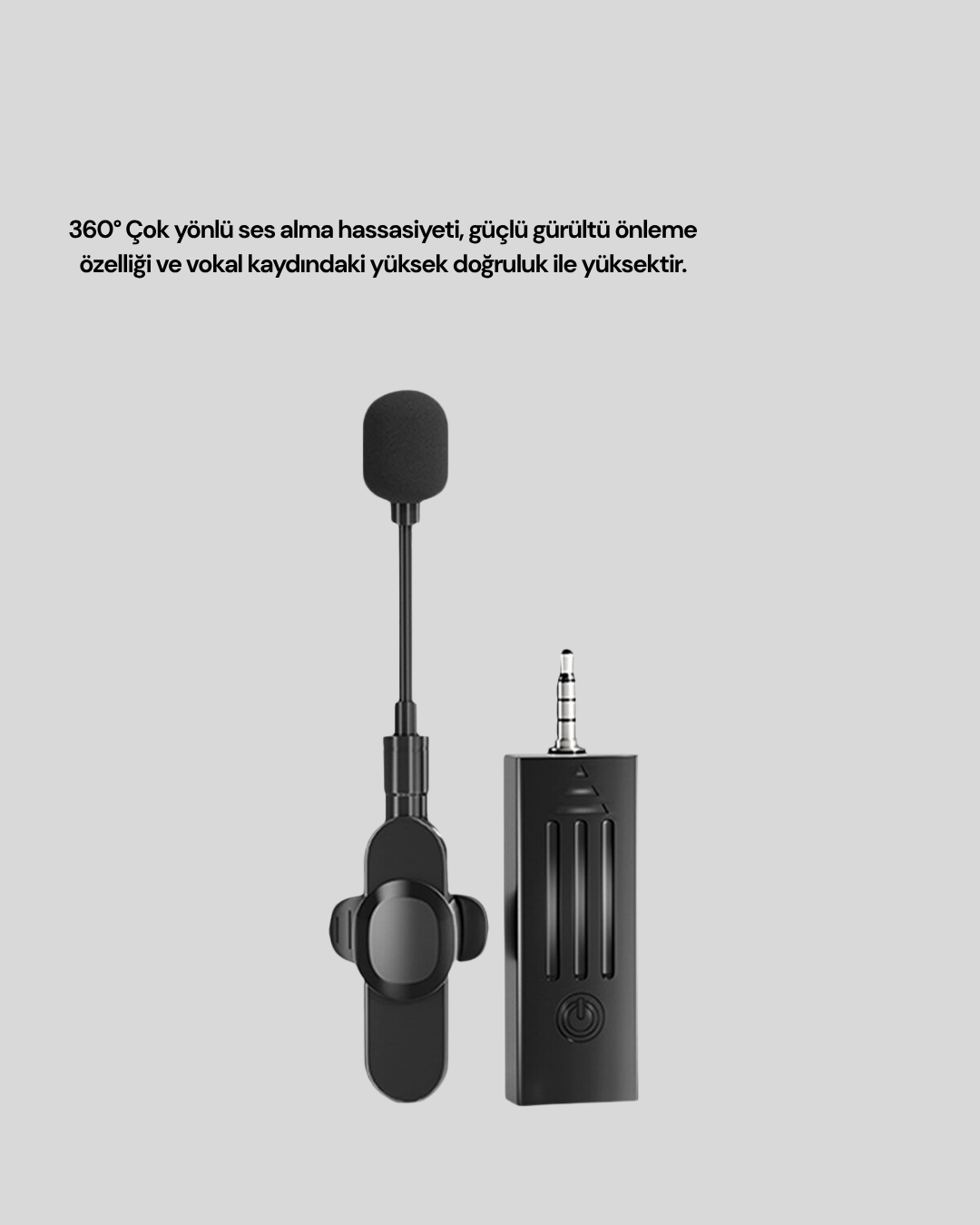 Kablosuz Profesyonel Mikrofon – 360° Ses Yakalama 60 m Menzil Gürültü Engelleyici - Görsel 2