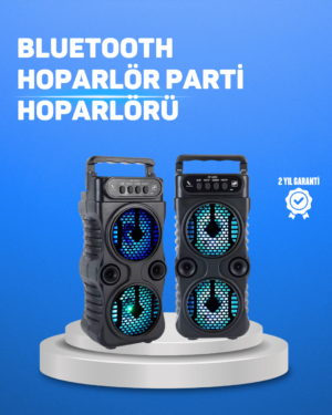 Kablosuz LED Işıklı Bluetooth Hoparlör – FM Radyolu Mikrofon Girişli
