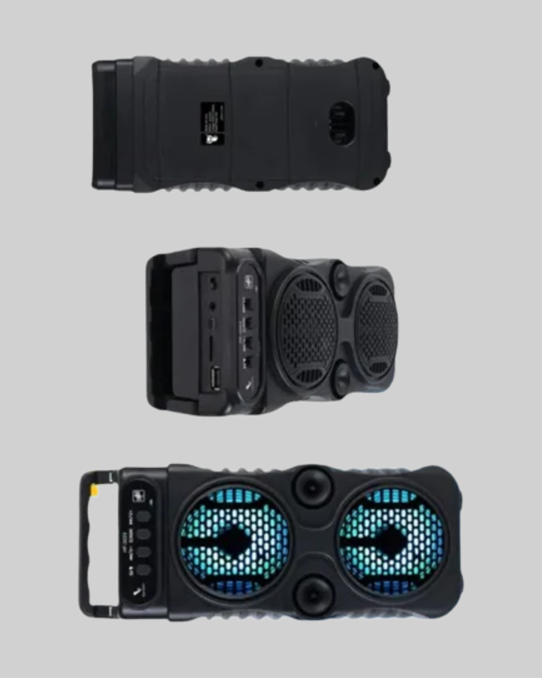 Kablosuz LED Işıklı Bluetooth Hoparlör – FM Radyolu Mikrofon Girişli - Görsel 5