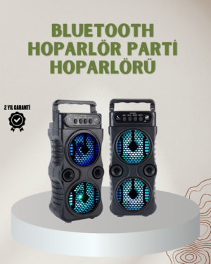 1200 mAh Şarjlı LED Işıklı Bluetooth Hoparlör – FM Radyolu Hafıza Kart Destekli
