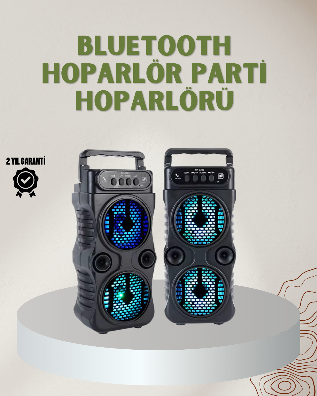 1200 mAh Şarjlı LED Işıklı Bluetooth Hoparlör – FM Radyolu Hafıza Kart Destekli