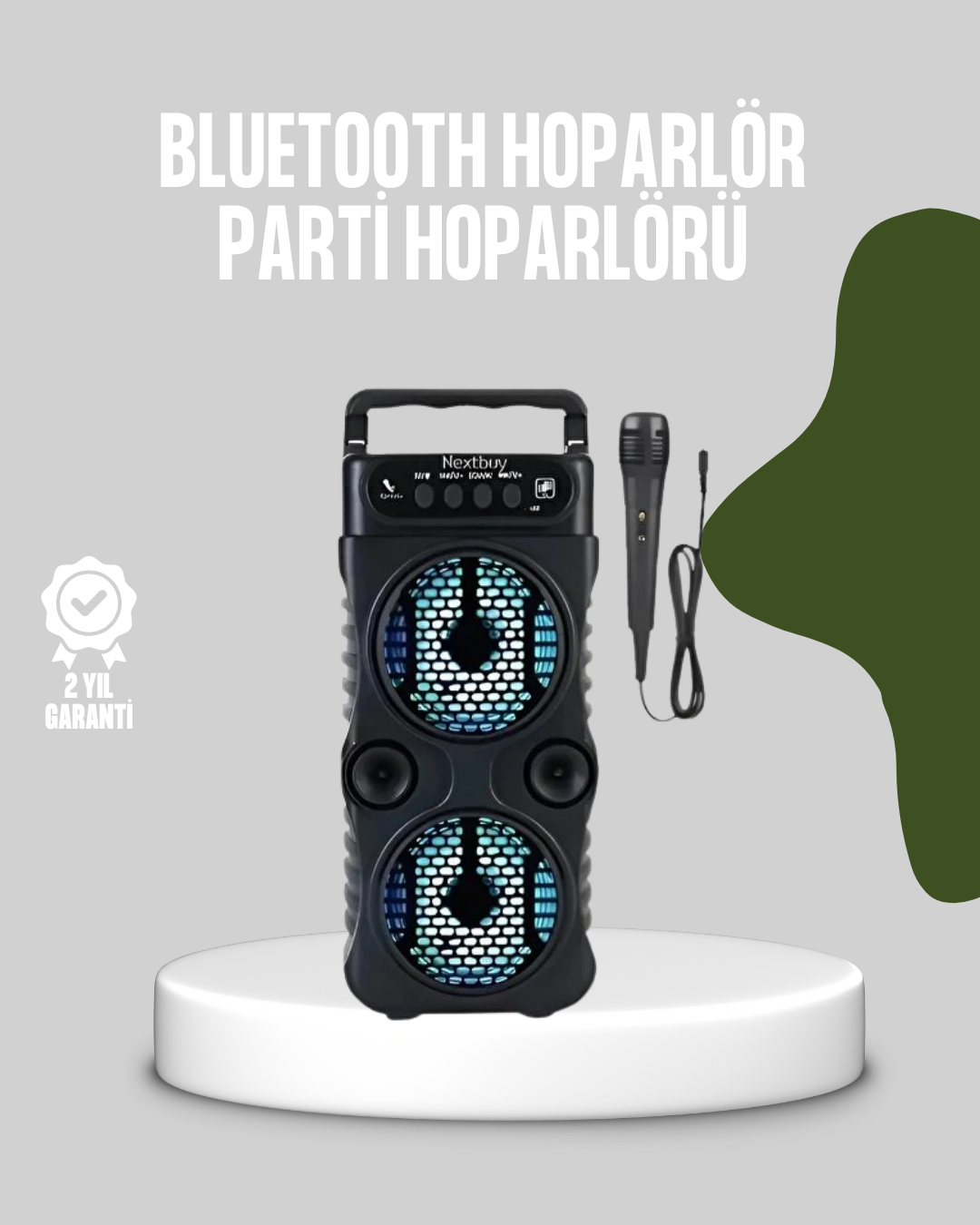 Bluetooth Bağlantılı LED Işıklı Taşınabilir Hoparlör – 1200 mAh Şarjlı FM Radyolu
