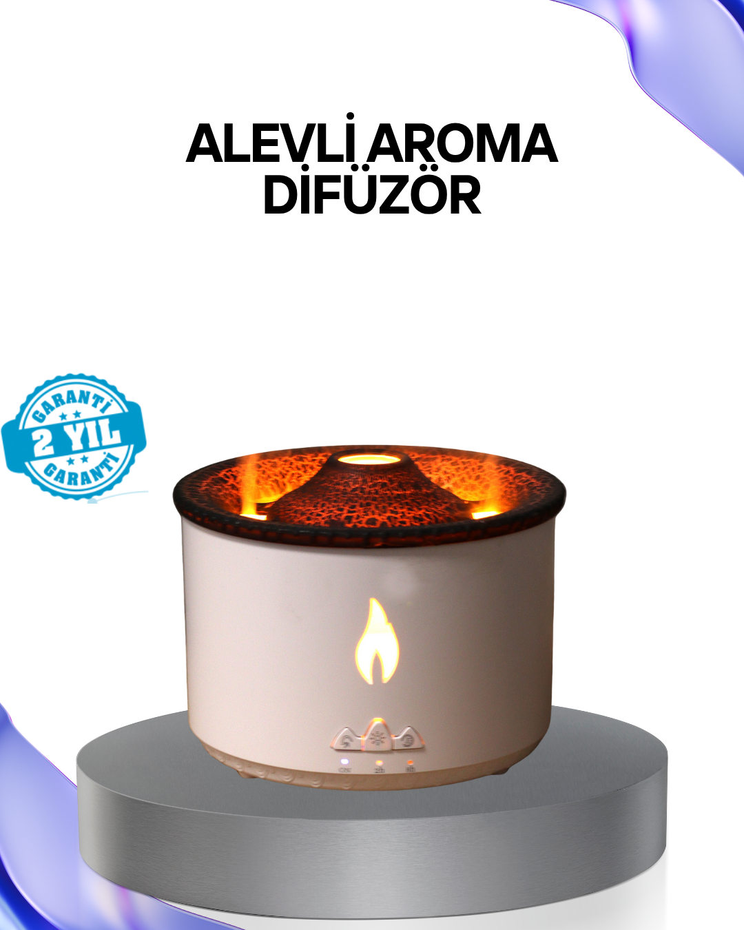 Volkan Efektli Aroma Difüzörü – Sessiz Çalışma Otomatik Kapanma ve LED Işık