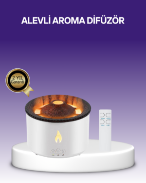 3D Alev Efektli Hava Nemlendirici – Uzaktan Kumandalı ve 8 Saat Çalışma Süreli