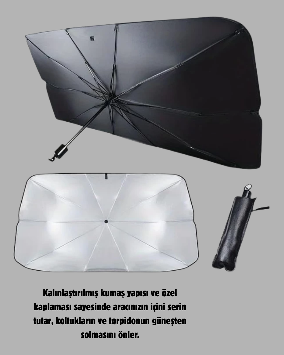 Ön Cam Güneşliği – Kalın Kumaş ve Cam Elyaf İskelet ile Maksimum UV Koruma - Görsel 3