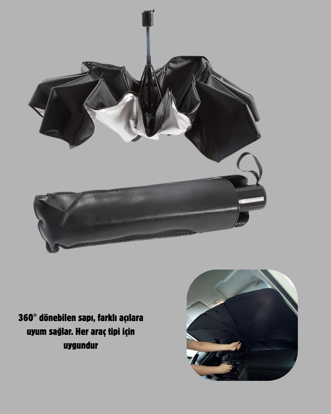 Ön Cam Güneşliği – Kalın Kumaş ve Cam Elyaf İskelet ile Maksimum UV Koruma - Görsel 4