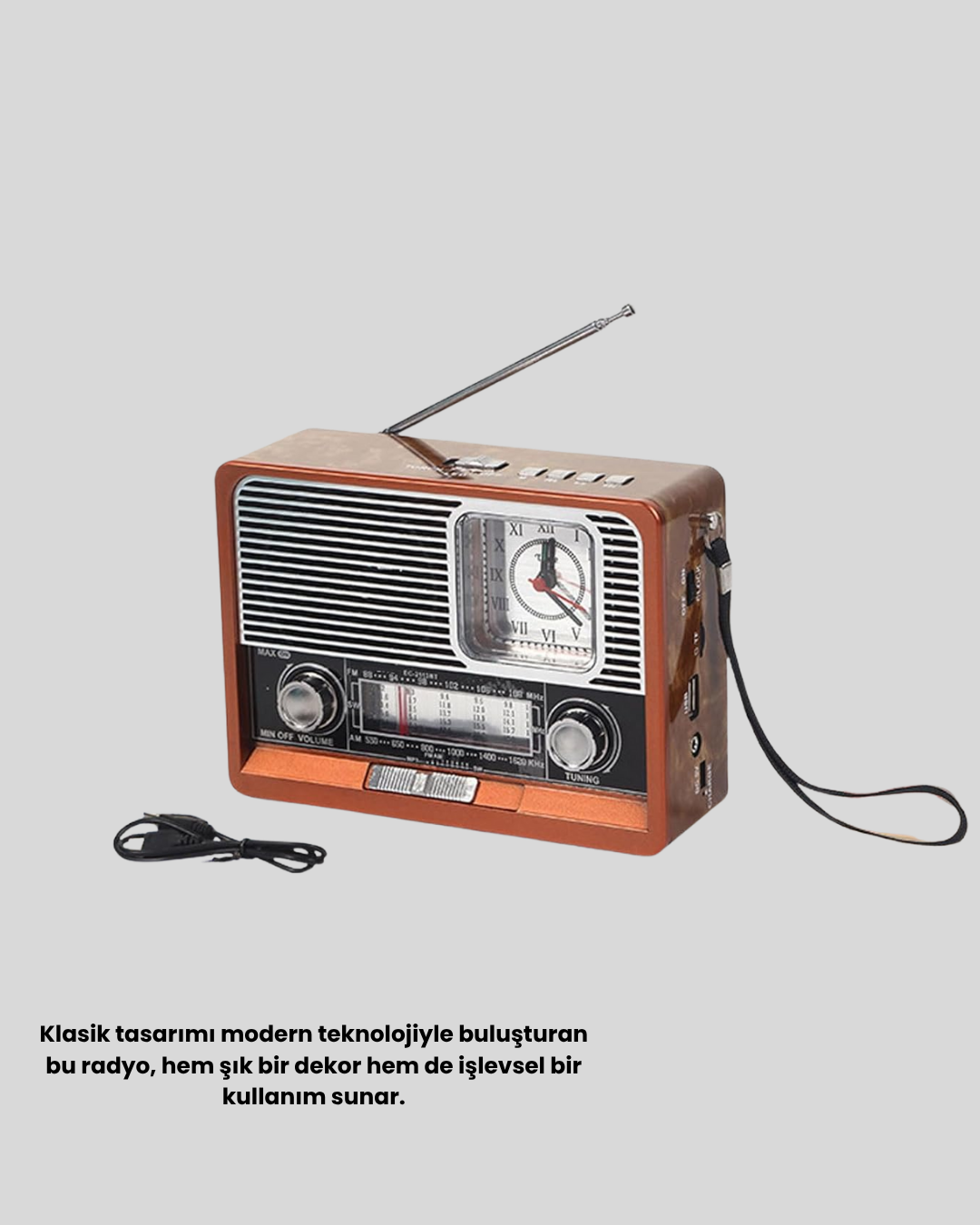 Dekoratif Vintage Radyo – Klasik Görünüm Modern Fonksiyon ve Uzun Ömürlü Kullanım - Görsel 3