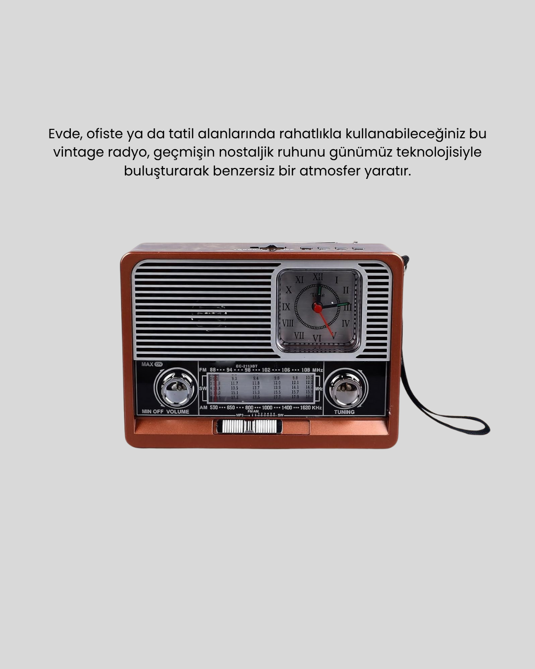 Dekoratif Vintage Radyo – Klasik Görünüm Modern Fonksiyon ve Uzun Ömürlü Kullanım - Görsel 4