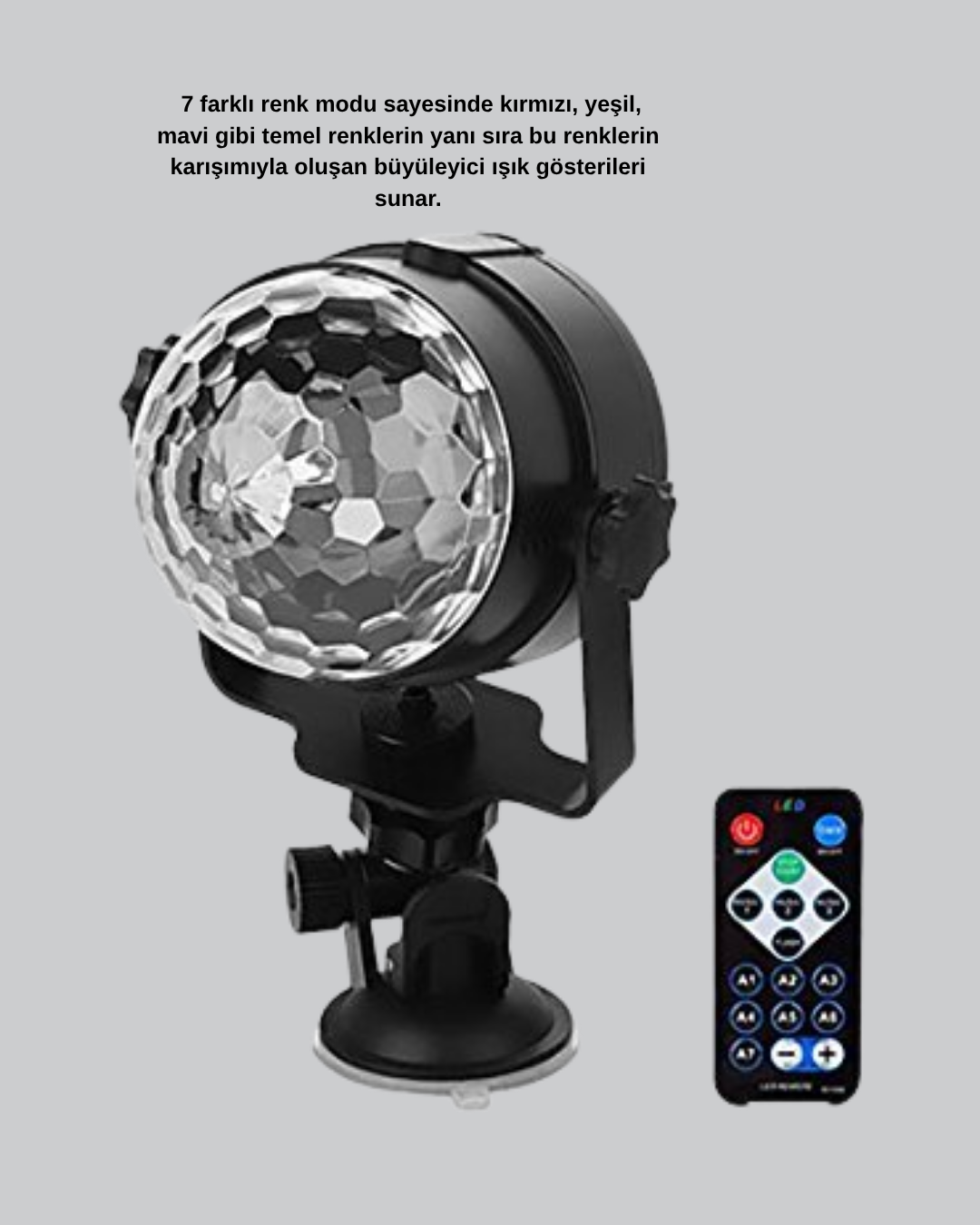 Ritme Duyarlı LED Disko Topu – Renkli Işık Gösterili Parti Lambası - Görsel 3
