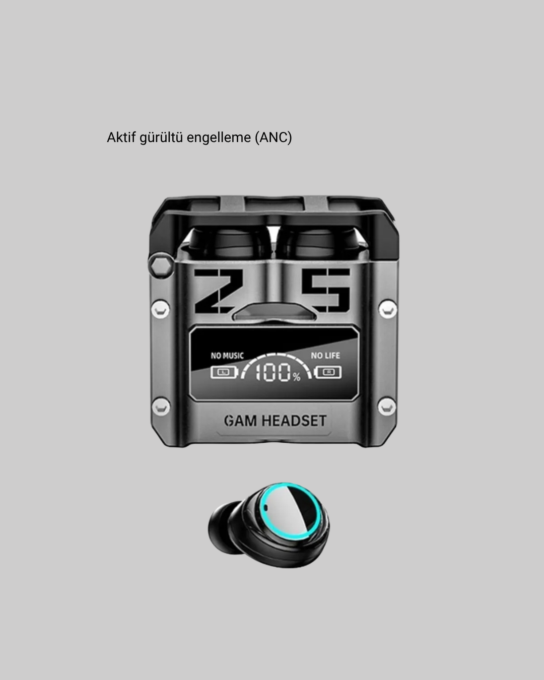 Kablosuz Bluetooth 5.3 Kulaklık – Aktif Gürültü Engelleme ve Gecikmesiz Oyun Modu - Görsel 2